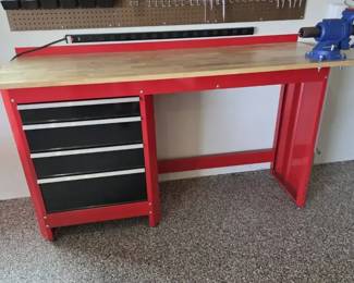 HeavyDuty Workbench w Vise, Power Strip  Assorted Tools