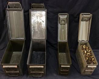 (4) U.s. Military Ammo Cans, 1 With .45cal Brass Only