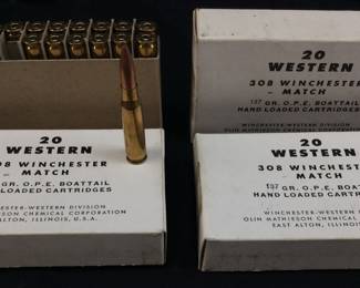 (3) WESTERN .308cal MATCH WINCHESTER AMMO, 60 BULLETS