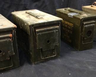 (4) U.s. Military Ammo Cans, 1 With .45cal Brass Only