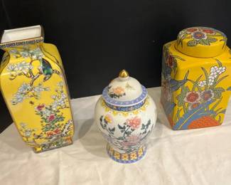 Sungmor Ceramic Ginger Jar And Two More Pieces