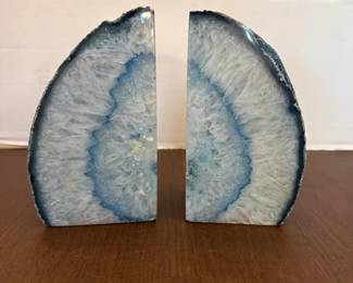 Blue Geode Bookends