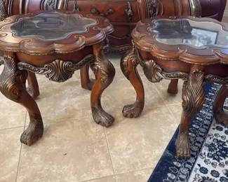 Matching Glass Top End Tables