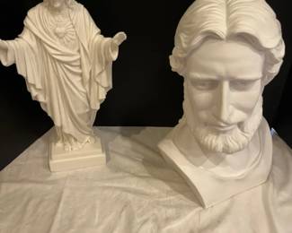 Two CastMarble Jesus Decor