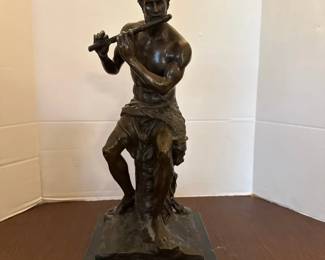 Pan Playing His Pipe late 20th c., bronze Signed I. Bonheur