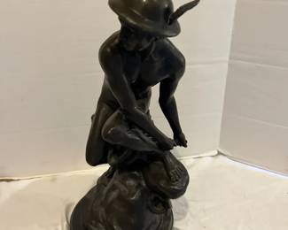 European Bronze Finery Statue Of Giambologna On Marble Base