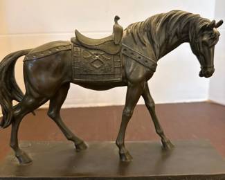 A Bronze Sculpture Of A Horse Signed Barye
