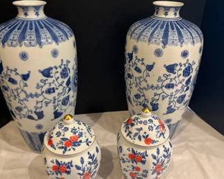 Two Large Decorative Vases And Two Small Ginger Vases