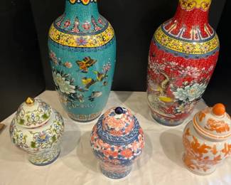 Chinese Porcelain Floral Vases And Ginger Jars