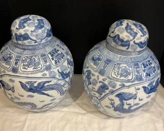 Two Fine Chinese Blue White Porcelain Ginger Jars