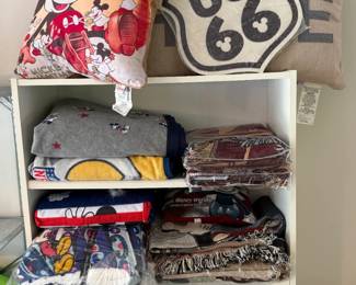 Disney home decor items including a Vera Bradley Mickey throw blanket new with tags and assorted woven tapestry style Disney blankets
