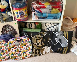 Disney kids bedding and nap mats as well as assorted Disney throw pillows