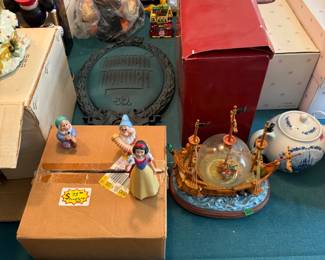 Collectible Snow White figures, Lenox Mickey and Friends Christmas Figures, Peter Pan Collectible Water Globe