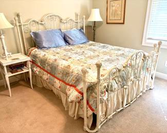 Full Size white enameled iron bed frame Beautiful!