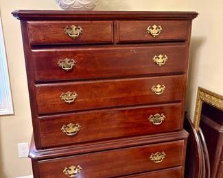 traditional vintage cherry wood chest-on-chest dresser Quality!