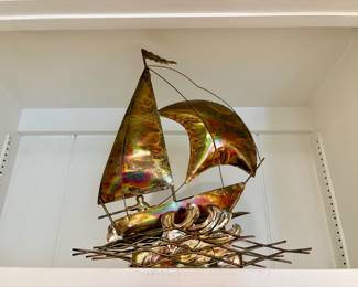 Mid Century Copper Sailboat