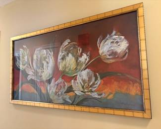 Lovely Unique Flower Art with NICE Gold Frame