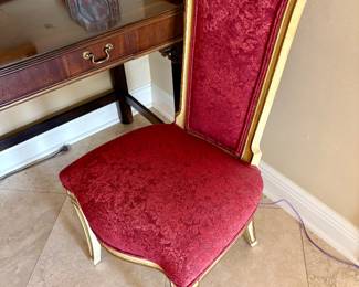 mid-century Hollywood Regency style high-back side chair