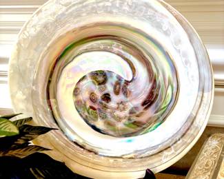 Murano art glass fossil charger