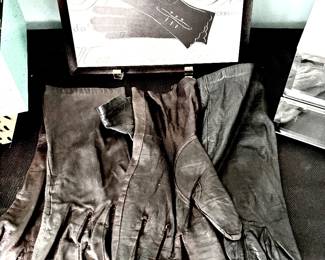 Black leather gloves