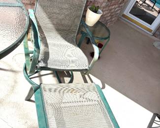 Mesh and metal chair and ottoman