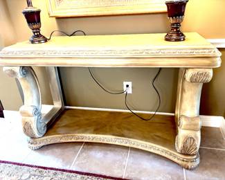 Sophisticated cream finish carved console table