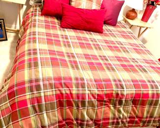 Plaid queen comforter set/mattress