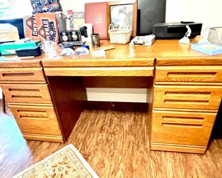 Solid oak computer desk