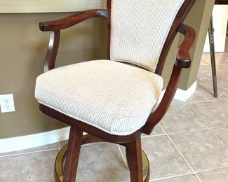 Pair of wood swivel bar stools