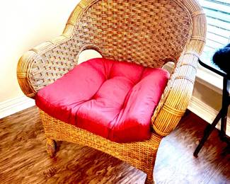 Woven wicker and rattan chair