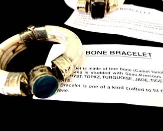 One of a kind bone and stone bracelets