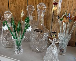 CRYSTAL DECANTERS & MISC. GLASSWARE