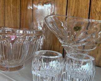 GLASSWARE: ORREFORS SWEDEN, ROYAL CRYSTAL ROCK ITALY