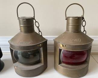vintage port and starboard nautical lamps