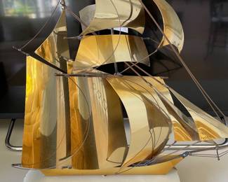 John De Mott brass sailboat