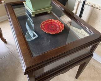 glass top side table