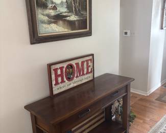 Vtg artwork by Mitchell, Sofa table