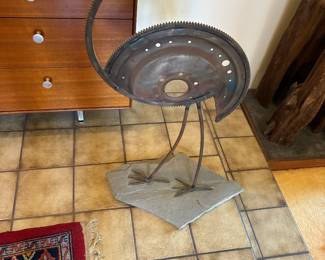 Handmade Metal Bird Sculpture made from Engine Flywheel