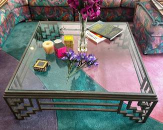 Centerpiece table for living room brass and glass