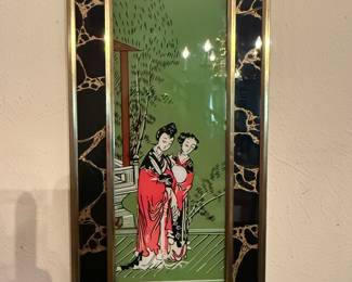 MCM Asian geisha art wall hanging