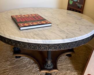 MCM Hollywood Regency style marble top coffee table
