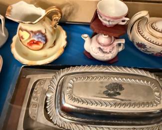 Silver plated butter dish with top