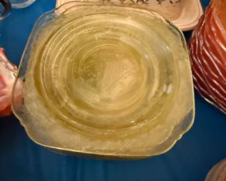 Yellow depression, glass dessert plates