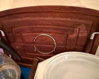 Vintage wood carving board with spikes