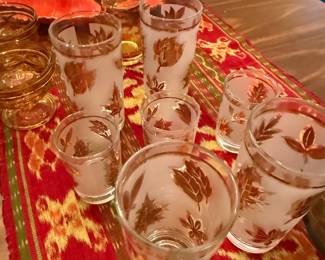 Vintage gold leaf drinking glasses