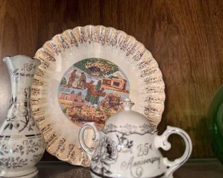25th wedding anniversary vase, and creamer bowl