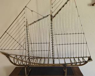 1976 Curtis Jere' brass wire sailboat sculpture signed by the artist
