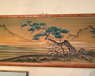 Vintage Asian painting on wood