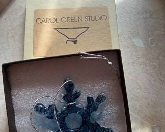 Carol Green glass Christmas ornament