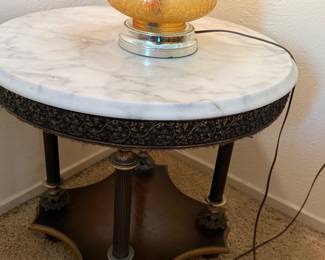 MCM Hollywood Regency style marble top end table